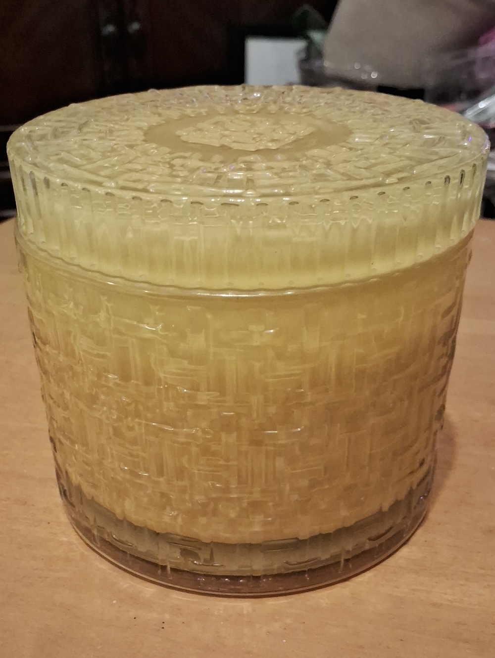 Yellow Textured Glass Candle Jar - Filled Sea Salt Lemon Candle